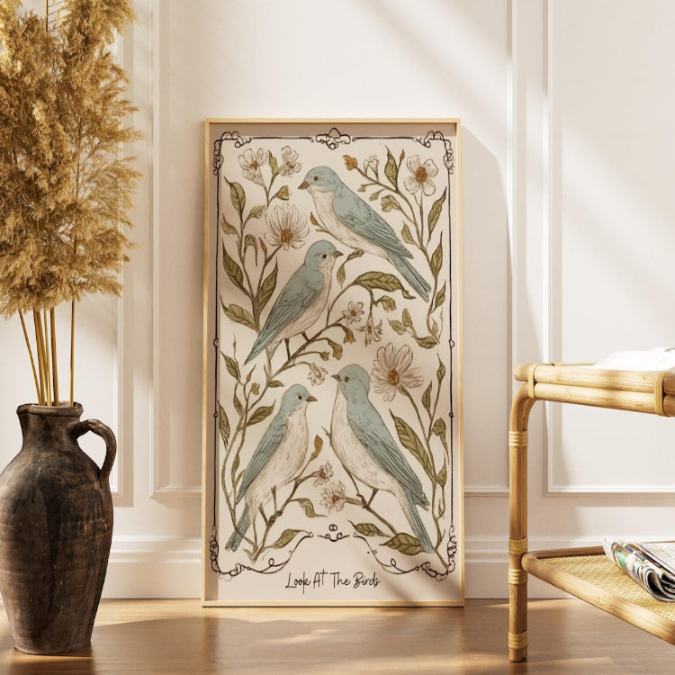 Bible Verse Floral Vintage Bird Print